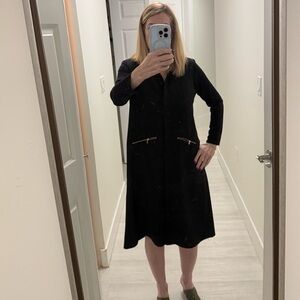 Elegant Black Long Sleeve Dress with Zipper Accents